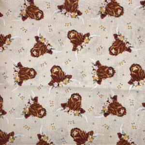 FUROSHIKI Beige Scottish Highland Cows Medium