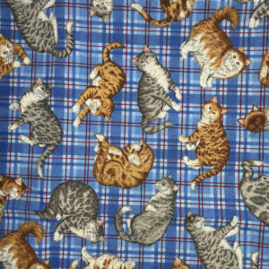FUROSHIKI Blue Red Plaid Cats